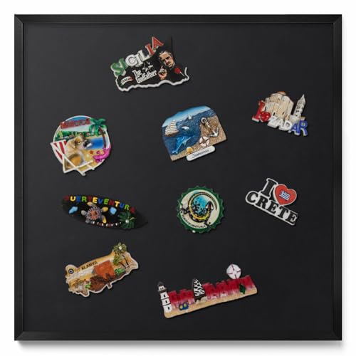 Tulup Magnettafel Pinnwand 50x50 cm Schwarz Kunststoffrahmen Metall Oberfläche Holzoptik Akzent Magnetisch Wandboard Memoboard Notiztafel für Zuhause Büro Küche Kinderzimmer Schule