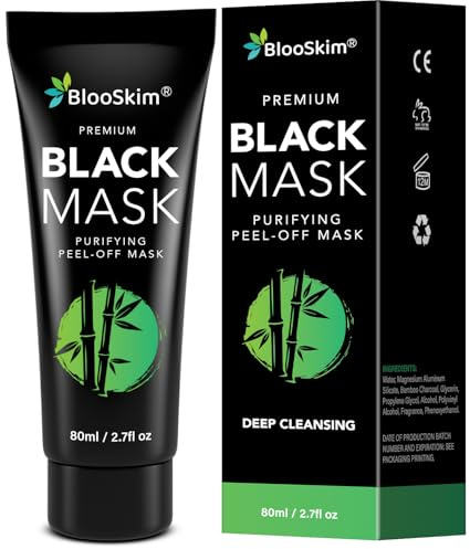Blooskim Blackhead Remover Mask for Face: Black Peel Off Face Mask – Charcoal Peel Off Face Mask for Oily & Combination Skin – Refreshing Botanical Formula, 2.8 fl oz