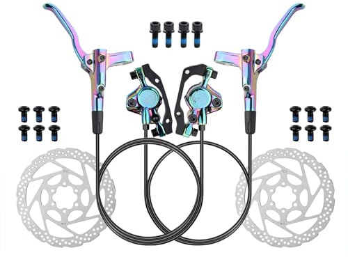 MT200 Cykel Hydraulisk Skivbroms MTB-broms 800mm 1600mm Cykelbroms 2 Kolv 3 Finger Stålspak Cykeldelar(Colorful RF-LR 160mm)