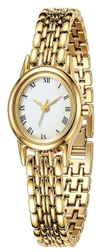 CIVO Vintage Gold Armbanduhr Damen: Edelstahl Klein Oval Analog Damenuhr