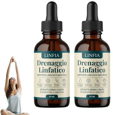 Linfia Drenaggio Linfatico Gocce, Gocce di Benessere peril Drenante Linfatico, Formula Erboristica Naturale, Adatte per Donne e Uomini (2PC)