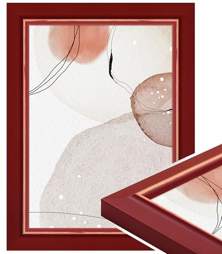 WANDStyle Bilderrahmen 13x18 Rot, Landhaus Bilderrahmen Holz 13x18 cm | Hochwertiger Holzbilderrahmen, Posterrahmen aufstellbar, Rahmen 18x13 cm, Fotorahmen H340 - Made in Germany