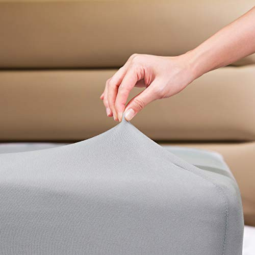 Fitted Sheet- COSMOPLUS King Fitted Sheet Only（No Flat Sheet or Pillow Shams）,4 Way Stretch Micro-Knit,Snug Fit,Wrinkle Free,for Standard Mattress and Air Bed Mattress from 8” Up to 14”,Light Gray