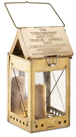 Kings County Tools Candle Lamp - Vintage Style Folding Brass Camping Lantern with Hanging Handle - Collapsible Portable Lamp for Emergency Candles or Home Survival Gear Emergency Kit