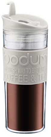 Bodum 11101-01S TRAVEL MUG Insulated Travel Mug, Plastic, Flip Lid, 0.45 L, Clear