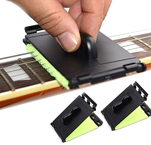 SAPHUE Guitar String Cleaner Clean Fretboard Cloth Tool Scrubber for Cleaning Maintenance Care Kit for Violin/Bass/Ukulele/Electric Guitars and Other Musical Instrument 2 Pack