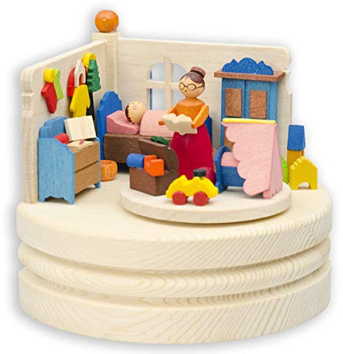 Graupner Holzminiaturen® | Spieldose 'Gute Nacht Geschichte' aus Holz | Original Erzgebirgische Holzkunst® | Hochwertige Handarbeit | Geschenkidee zum Geburtstag | La Le Lu