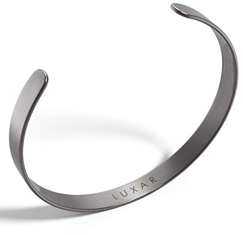 LUXAR men's titanium cuff bracelet | Solid titanium minimalist bracelet designed for men | Available in medium and large sizes | Explore the world of Luxar (Brushed Titanium | Medium)