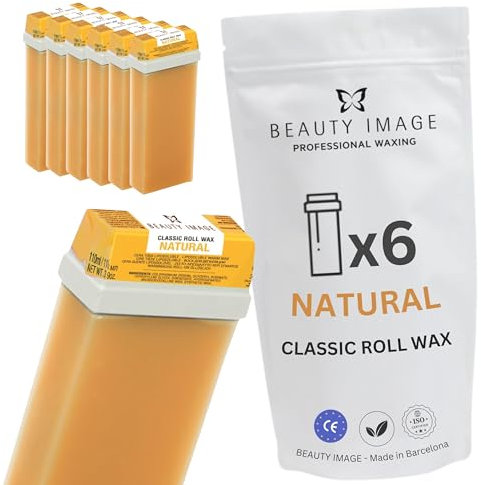 Beauty Image Roll On Enthaarungswachs Natürlich - Effektive Haarentfernung für Frauen und Männer - 6er Pack - 110ml