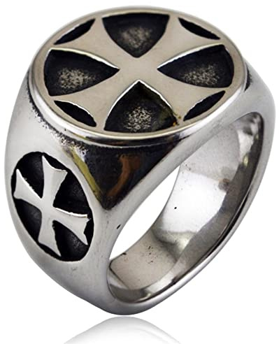 HCMA Anillos de Cruz templaria de Acero de Titanio, Anillo Antiguo de Cosplay de Jugador, joyería de Moda, Anillo de Fiesta Vintage, Regalo de joyería