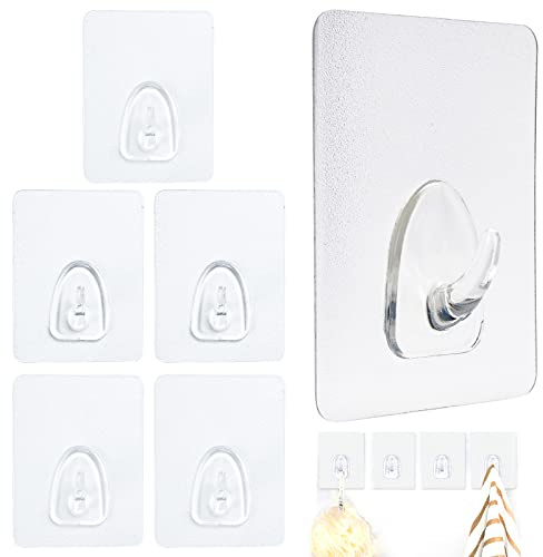 Lot de 6 Crochets Magiques QVC, 6 x 8 cm Crochets Adhésifs et Réutilisables | Étanches Crochets Muraux pour Cuisines et Salles de Bains, Max 10 kg