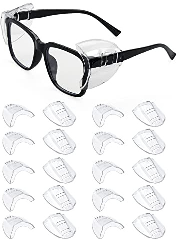 YunTuo 10 Pairs Eye Glasses Side Shields, Flexible Slip on Side Shields for Safety Glasses Fits Small to Medium