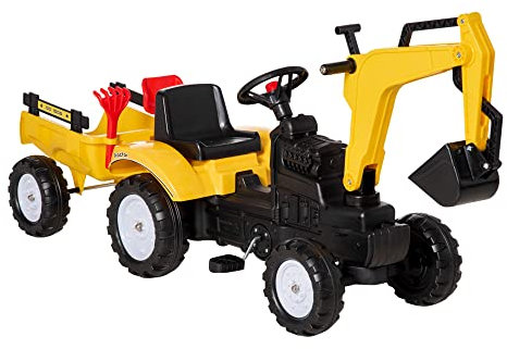 HOMCOM Kids Pedal Go Kart Children Ride On Digger Tractor Toy Car Excavator For 3-6 Years