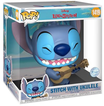 Funko POP! Jumbo: Stitch - Med Ukele - Disney: Lilo & Stitch - Vinylfigur för samlare - Presentidé - Officiell Merchandise - Leksaker för barn och vuxna - Filmfans - Modellfigur för samlare
