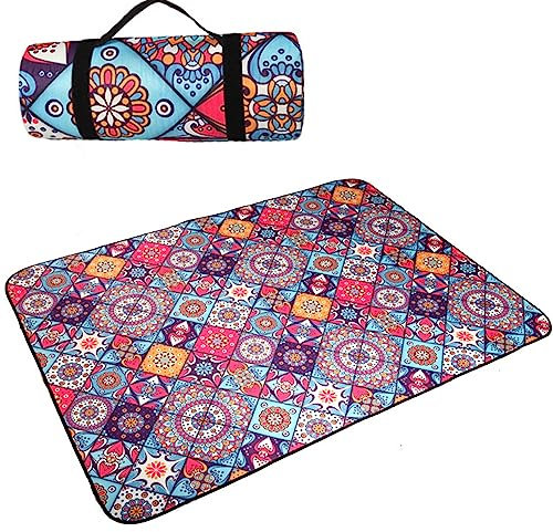 EUPXRHY XXL Picknickdecke mit Wasserdichter Rückseite, Tragbare Picknick Decke Outdoor, Thermo Picknickdecke Isoliert, Dicke Picknickdecke Gepolstert für Picknick, Camping, Wandern,A,300x300cm