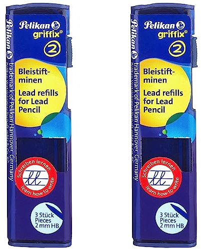 Pelikan B1R Griffix Refills Bleistiftminen Packung mit 3 Minen, Breite, 2 mm (Packung mit 2)