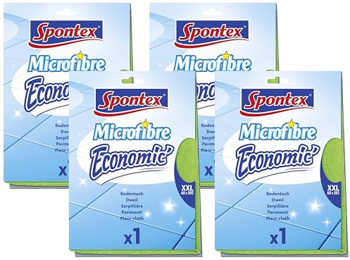 Spontex Microfibre Economic Bodentuch, 4er Pack – XXL Mikrofaser-Bodentuch