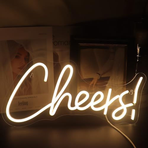Nordstylee LED-Neonschild mit Aufschrift Cheers, für Schlafzimmer, Zuhause, Spielzimmer, Bier, Bar, Club, Pub, Haus, Schreibtisch, Wandkunst, Dekoration, Partylicht (warmweiß)