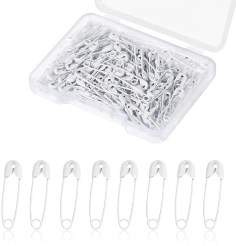 250 Stück Sicherheitsnadeln, 28mm Mini Näh Sicherheitsnadeln Kleine Metall-Sicherheitsnadeln aus vernickeltem Stahl für Kleidung Nähen Kunsthandwerk Schmuckherstellung (Weiß)