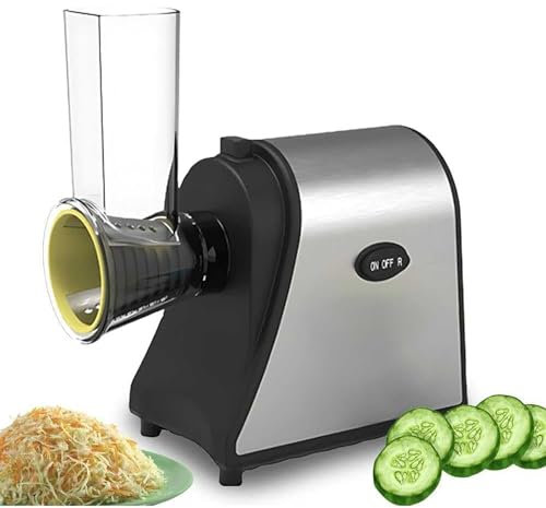 McbeAn Rallador Eléctrico, Cortadora Automática De Verduras De 1000 W, Cortador De Verduras 6 En 1 con Cuchillas De Acero Inoxidable, Control De Un Solo Toque, para Triturar Queso Duro, Zanahoria