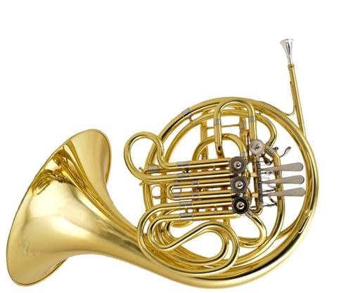 Professionelle Waldhorn 4-Tasten-Doppelreihen-Messing-Goldkorpus, F/B-Flachhorn-Doppelinstrument Mit Aufbewahrungsbox