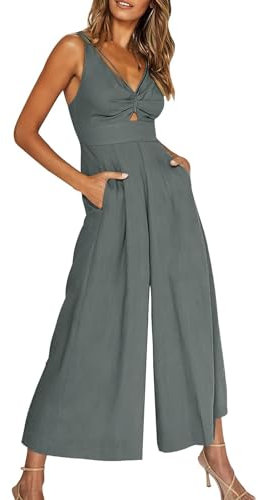 RMBLYfeiye Festliche Kleidung Damen Schutzanzug Einweg Jeans Overall V-Ausschnitt Einfarbiges Festlich Hochzeit Hosenanzug Hohe Taille Aushöhlen Roter