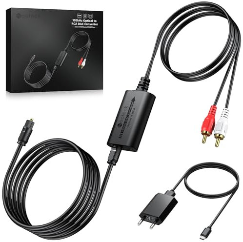 Neoteck 192kHz Convertitore Digitale Analogico con Ricevitore Bluetooth 5.1 con Cavo Ottico Audiovisivo da 7 Piedi o 2.1 m DAC RCA Amplificatore Audio ad Alte Prestazioni per HDTV Set-Top Box
