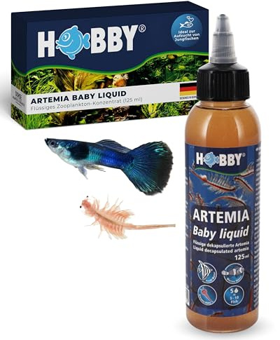 Hobby Artemia Baby Liquid 125 ml – flytande kraftfoder för fisk – fiskfoder för sötvatten och havsvatten akvarier