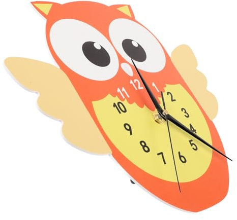 ABOOFAN Eule Cartoon Wanduhr Stumm Design Hohe Dekorative für Jungen und Mädchen Räume