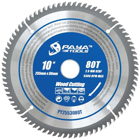 PAYA TCT PY2553080T Lame de scie circulaire Ø 255 mm x 30 mm 80 dents Accessoires Scies Bricolage Coupe bois de chauffage pour palettes, bois, etc. Testé et certifié TÜV Rheinland