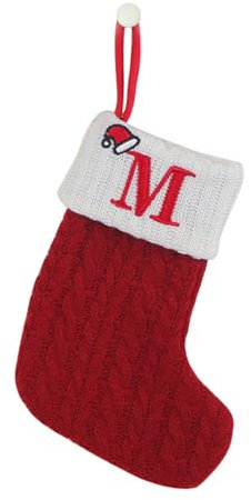 Personalisierte Weihnachtsstrümpfe mit Buchstaben 18 cm Weihnachtssocke Bestickter Nikolausstrumpf Christmas Stockings Nikolaussocken zum Befüllen & Aufhängen für Süßigkeiten (M)