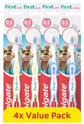 Colgate Kids Toothbrushes Multipack 0-2 Years – Extra-Soft bristles for a Gentle Clean – Non-Slip Handles for Little Hands – Colour-Indicator bristles to Guide Toothpaste Application