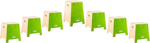 Nino Percussion Cajon Rhythmus Set, Grün (NINOSET990GR) | Musikinstrument für Kinder ab 3 Jahren, 7-teilig, 6-mal 32 x 34 x 32 cm, 1-mal 32 x 44 x 32 cm, Baltische Birke