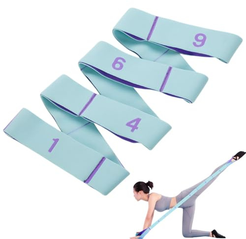 Bitcoraje Yogagurt, Yoga Stretch Gurt, Hochelastischer Fitnessbänder, Fitness Stretchband, Yoga Band mit Schlaufen Gymnastikband, für Pilates, Tanz, Gymnastik, Effektives Dehnung
