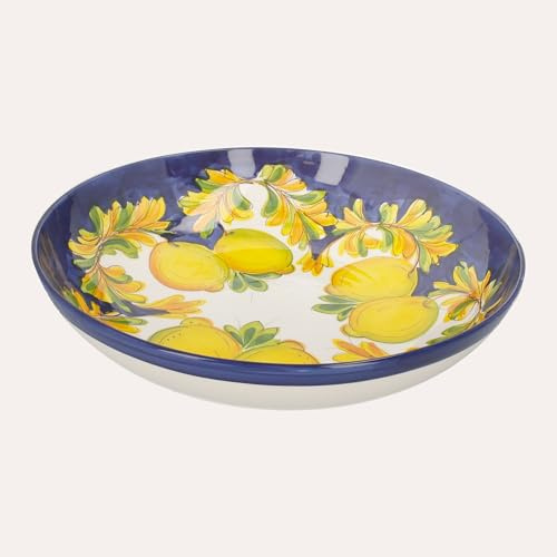 Keyhomestore | Insalatiera Grande con motivo decorativo limoni, Contenitore Elegante per Tavola e Cucina, Made in Italy (40x9cm) - Ceramica
