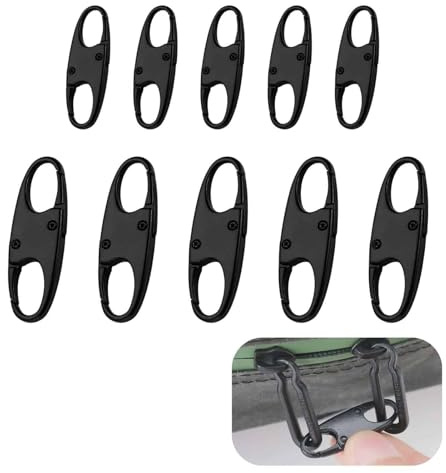 Lot de 10 curseurs de fermeture éclair antivol – 5 grands et 5 petits clips (noir, 45 × 15 mm et 38 × 13 mm) – Antivol pour sac à dos, bagages, sac à main