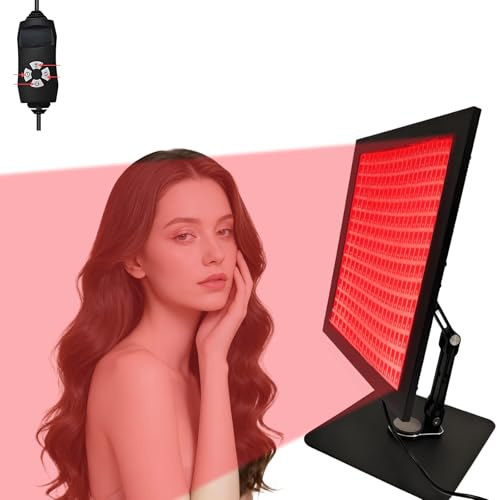 Lampe de luminothérapie rouge, panneau infrarouge proche avec 289 LED (660 nm et 850 nm), 150 W, 5 niveaux de luminosité et minuterie, support et angle réglables, soutien complet des muscles