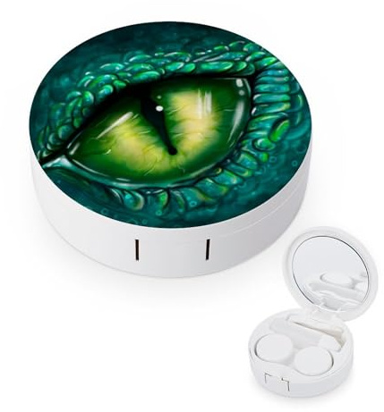 fkgvwo Contact Lens Case Green Dragon Eyes Contact Lens Holder Box Container Soak Storage Kit