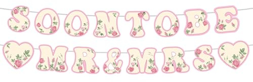 Soon To Be Mr & Mrs Banner, Förmonterade Bridal Shower Dekorationer med Blomsterhjärtan Romantisk Fästnings Girlang för Möhippa Blomster Bröllopsfester Hemdekoration