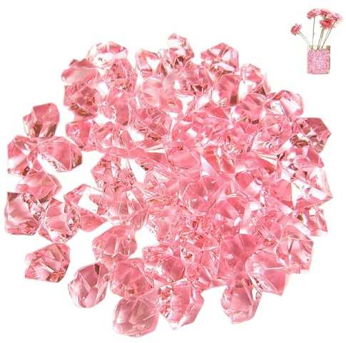 500 Stück Rosa Acryl Deko Diamanten–6×9 mm Glitzersteine, Acryl Kristallsteine zum Befüllen von Vasen, als Tischdeko für Hochzeit & Party, wiederverwendbare Dekosteine für Basteln & Kunsthandwerk
