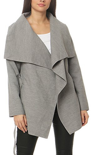malito Damkappa kort med vattenfall snitt | trenchcoat med bälte | mjuk dufflecoat | parkas – jacka 3041, LJUSGRÅ, 34-40