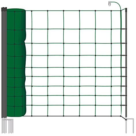 VOSS.farming Malla eléctrica para ovejas, Cabras, Rollo de 50m de Longitud y 108cm de Altura, 14 Postes con Punta Doble y Kit de reparación, Color Verde