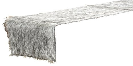 BOLTZE Tischband Fell Polyester grau 120x20 cm, Tischdeko, Tischfell, Tischdecke, Winter