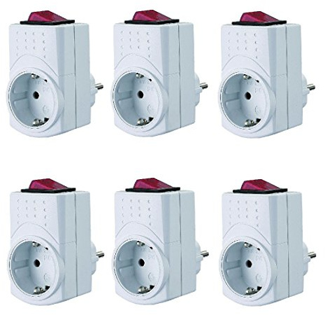 GAO 6X Zwischenstecker mit Netzschalter 2-polig Intertek/GS-Zeichen Steckdose mit Schalter 2-polig schaltbar Steckdosenschalter
