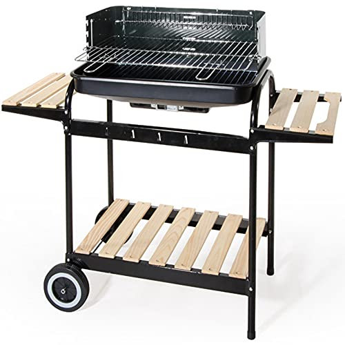 VERDELOOK Barbecue in Acciaio a Carrello con Due Ripiani, 102x44x89 cm