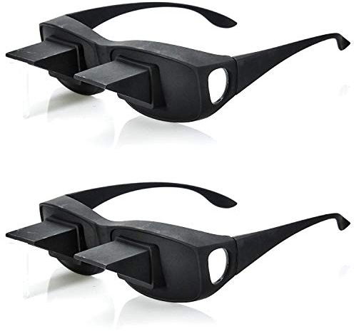 2er Set Fernseh Lese Winkelbrille 90 Grad Blick Prismabrille Fernsehbrille Umlenkende TV Bett Prisma Brille Lesebrille Zum Lesen Im Liegen