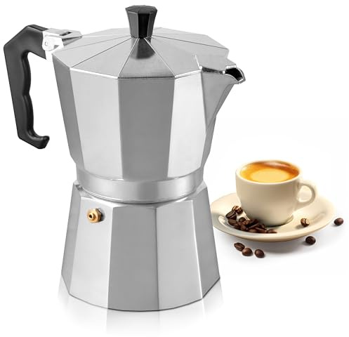 Mixpresso Moka Pot 3 Cup (5 oz Total) – Stovetop Espresso Maker for Gas & Electric Stove, Aluminum Cuban & Italian Coffee Maker, Small Size Espresso Brewer