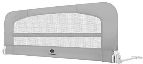 KESSER® Bettgitter 100 cm Bettschutzgitter Kinderbettgitter für Kinder Babybettgitter Klappbar, Tragbar, Kinderbett Kinderbettschutzgitter Rausfallschutz, Bett & Elternbett hoch: 42 cm, Hellgrau