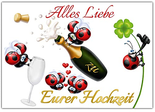 BREITENWERK A4 XXL Hochzeitskarte MARIENKÄFER mit Umschlag - edle & lustige Klappkarte zur Hochzeit Karte für das Brautpaar - Glückwunschkarte