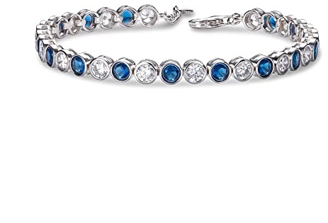Diamond Treats Bracelet Tennis en Serti Clos en Pierre Blanche et de Couleur de 4 mm, Bracelet Femme Argent Sterling 925, Bracelet en Argent Massif, Bijoux Femme en Argent avec Ecrin Cadeau